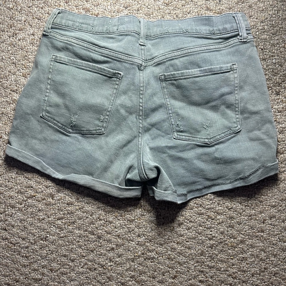 Comic Blue Love Green Distressed Denim Jeans Shorts Size 29 - Picture 3 of 4